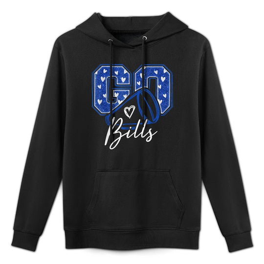 Go Cheer Bills Design for Man Women Girls Kids Machine Washable Hoodie