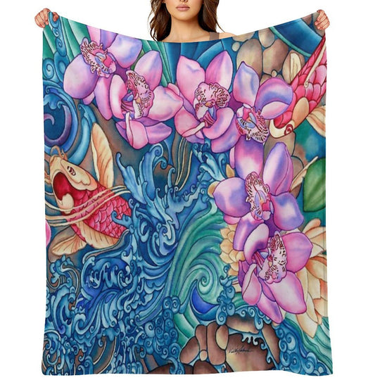 Orchid Splash Durable Throw Blanket