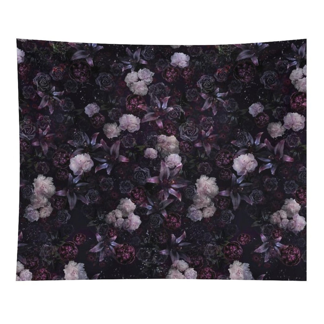 Midsummer Nights Dream #Dark Floral #Midnight #Black #Rose #Night Tapestry