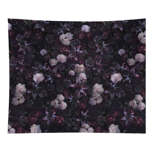 Midsummer Nights Dream #Dark Floral #Midnight #Black #Rose #Night Tapestry