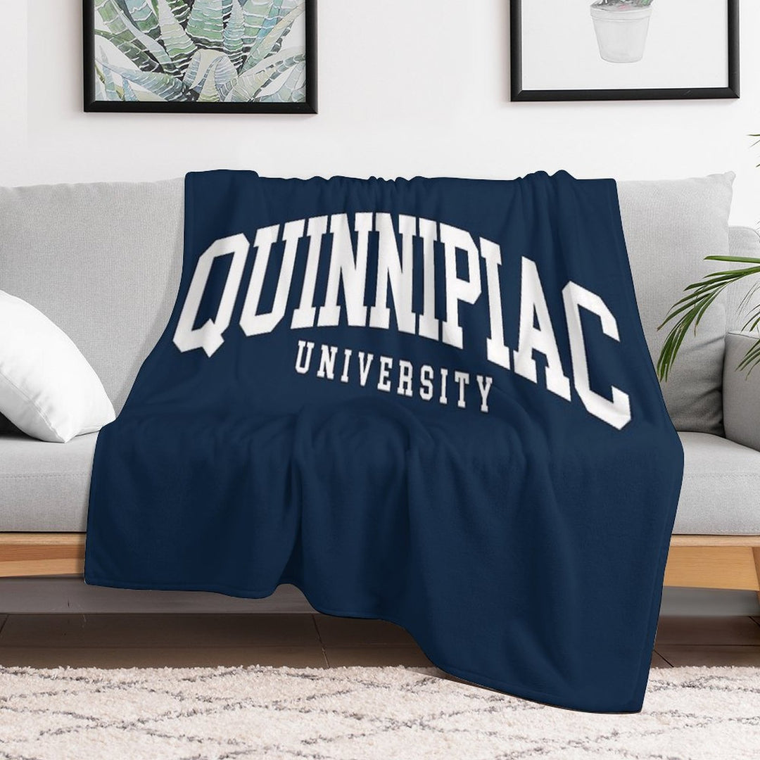 Quinnipac - College Font Curved Eco-conscious Throw Blanket