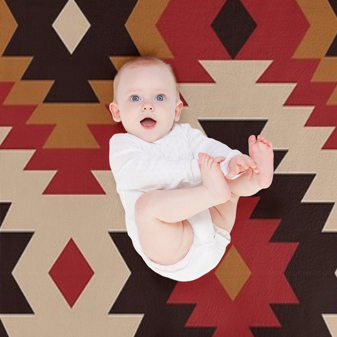 Navajo Red And Mustard Plush Throw Blanket