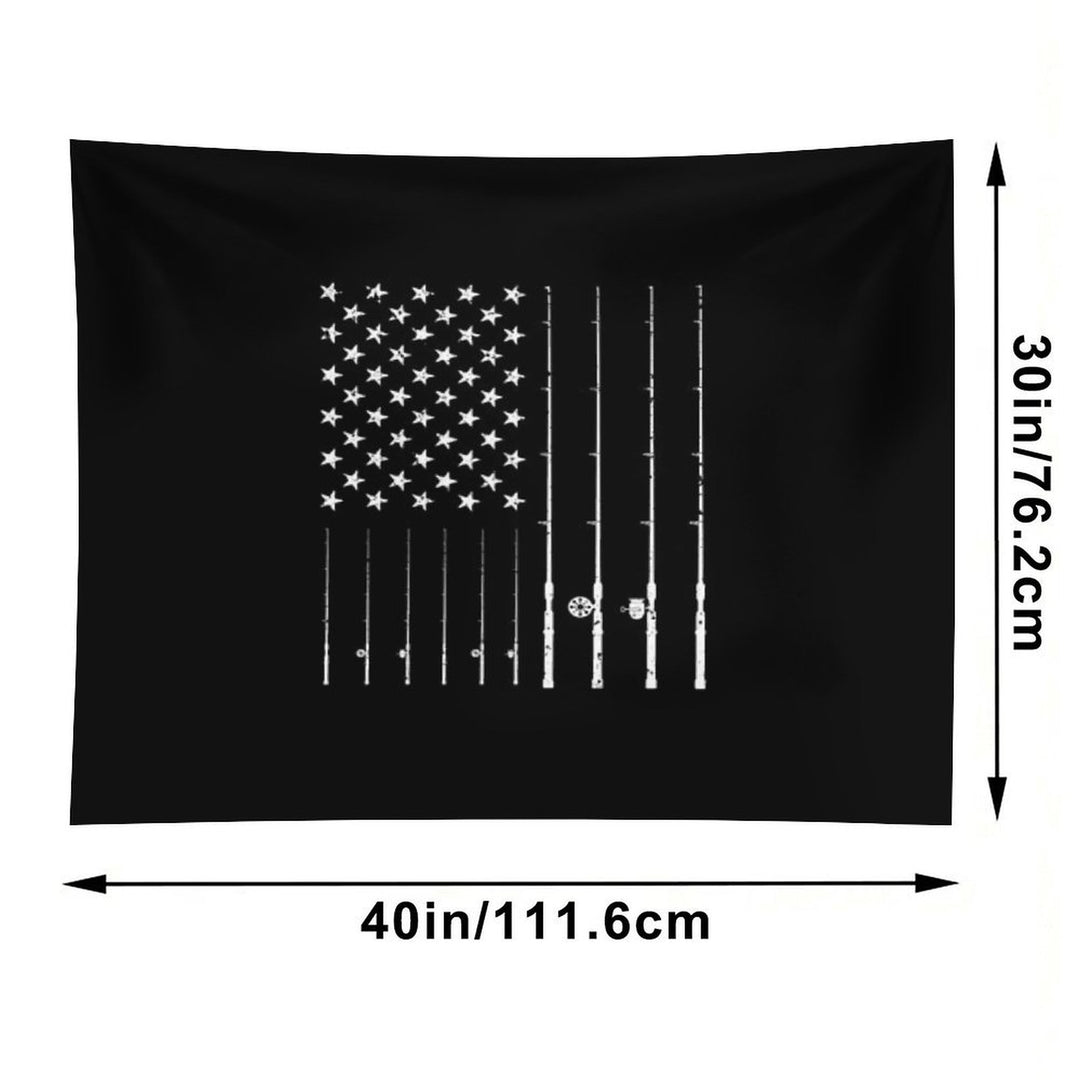 Fishing American Flag Tshirt - American Flag Fishing T-Shirt Tee Gift Tapestry