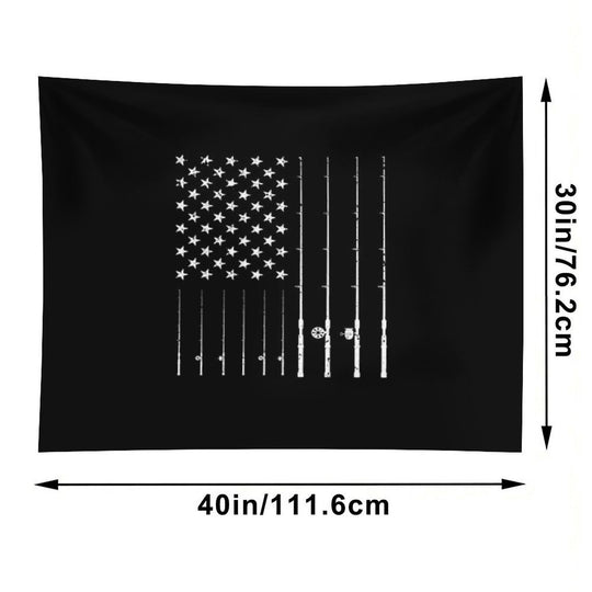 Fishing American Flag Tshirt - American Flag Fishing T-Shirt Tee Gift Tapestry