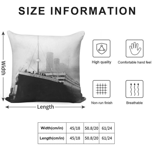 Titanic in Dock in Southampton Soft Short Plush Fabric Throw Pillow