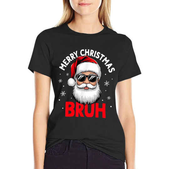 Merry Christmas Bruh Funny Santa Claus Retro Men Women Kids  Moisture-wicking T-Shirt