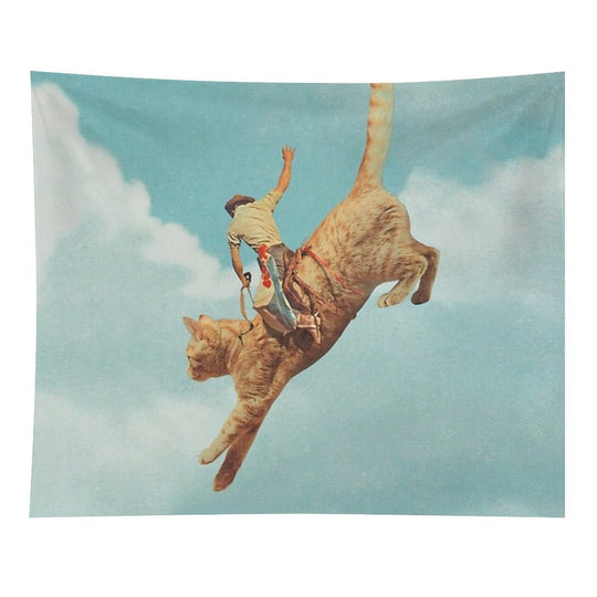 Meehaw - Rodeo Cat  Bronc Tapestry