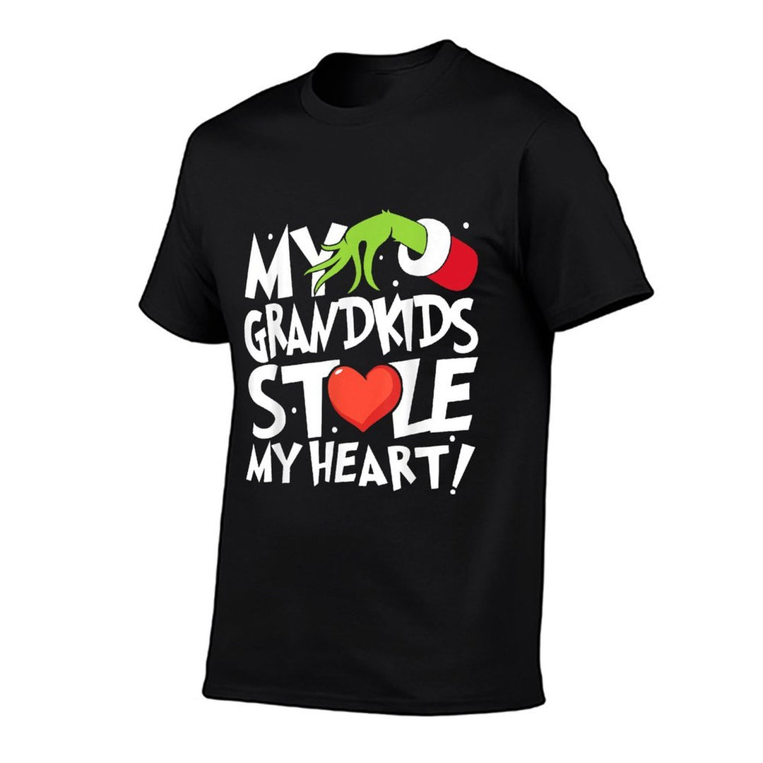 Vintage My Grandkids Stole My Christmas Heart Grandma Xmas  Summer-ready Fabric T-Shirt