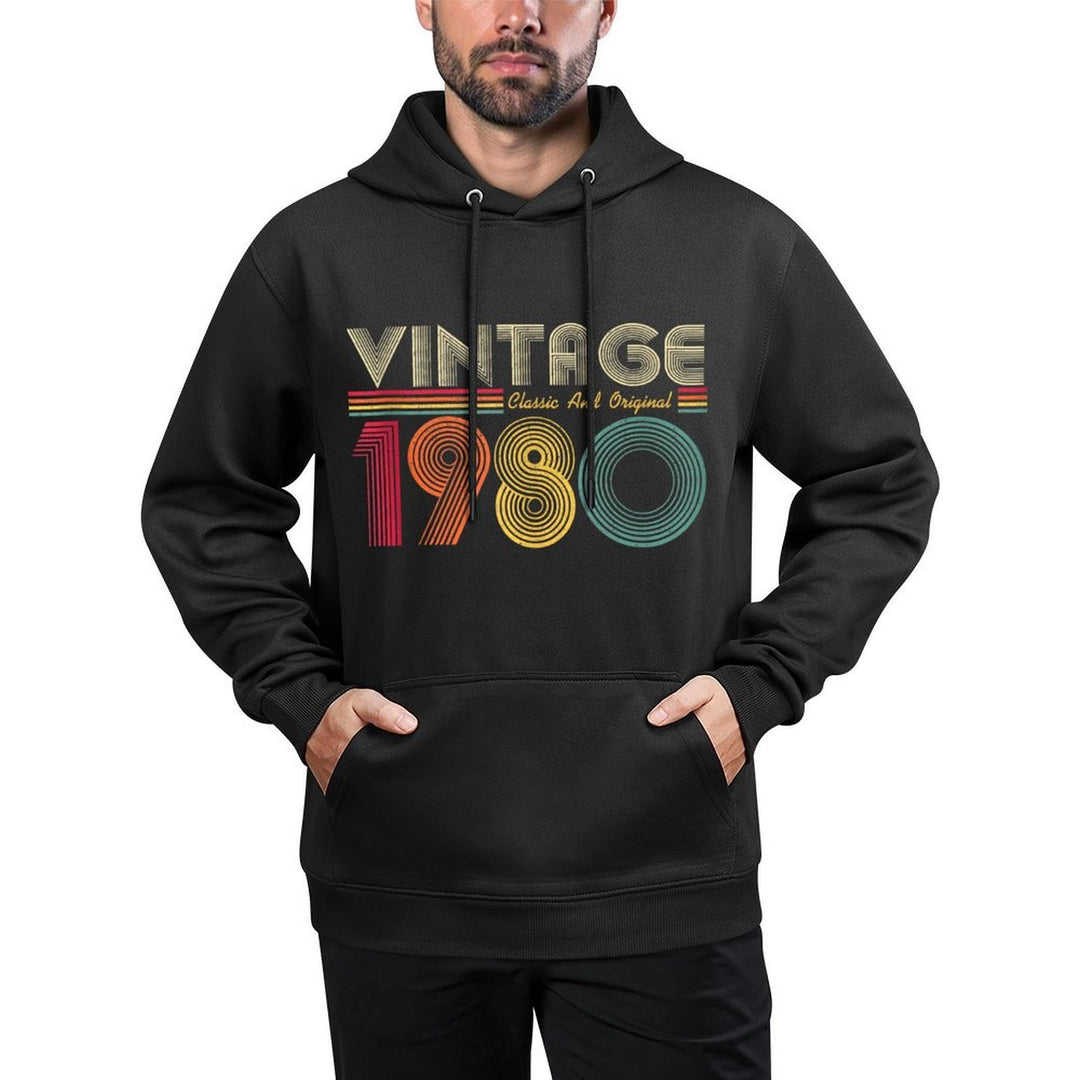 1980 40th Birthday Gift Vintage Retro Men Women 40 Years Old Layering Staple Hoodie