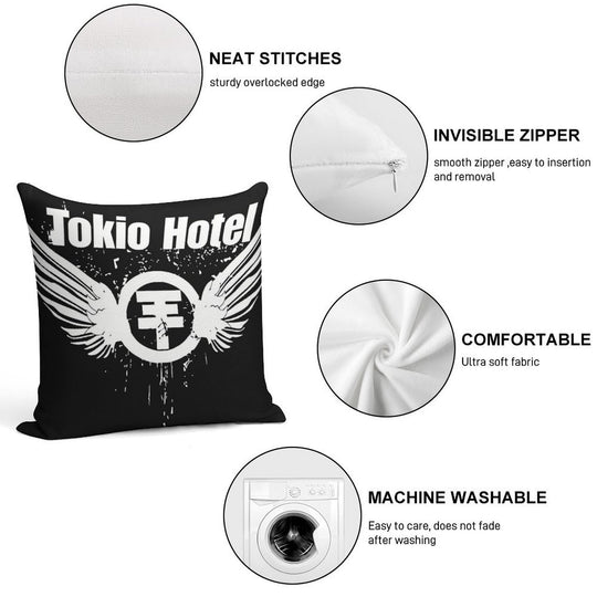 Tokio Hotel Merch Tokio Hotel Logo Soft Warmth Comfort Throw Pillow