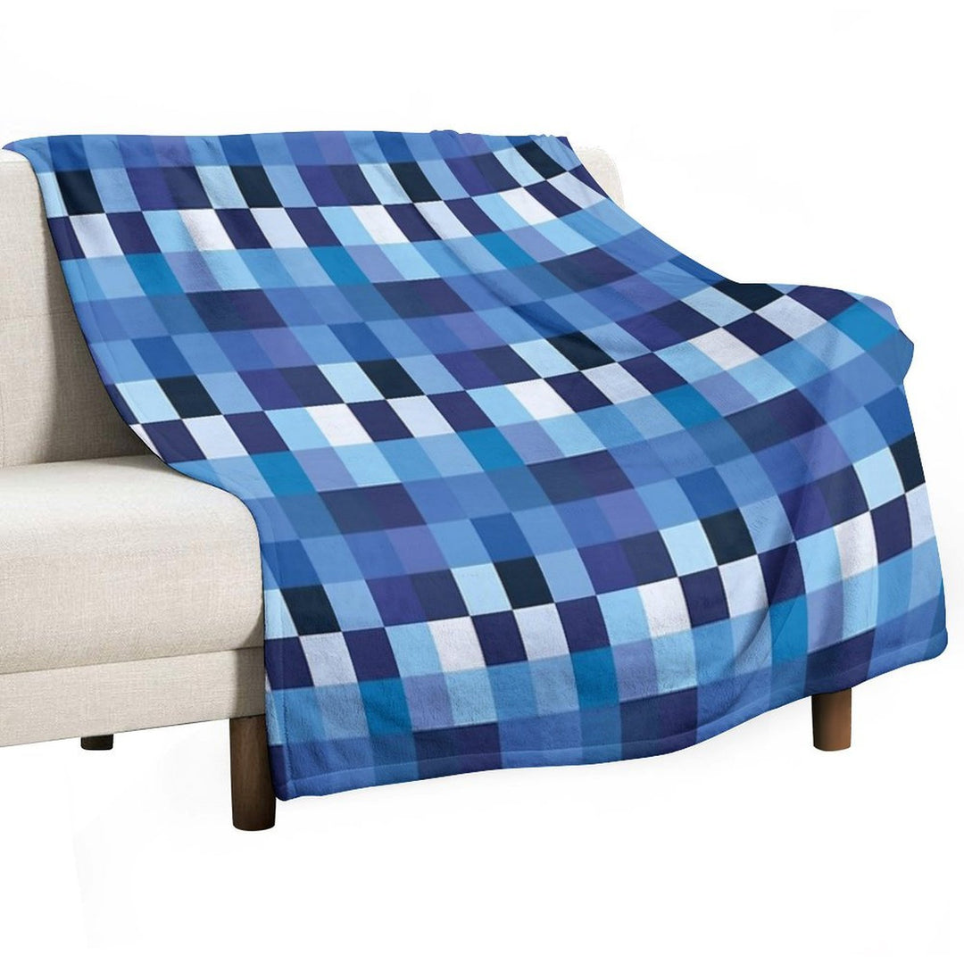 Squares Shades of Azure Machine-washable Throw Blanket