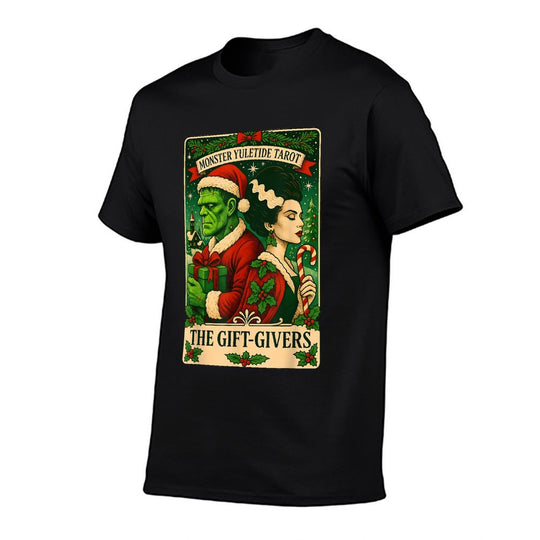 Christmas Frankenstein And Bride The Lovers Tarot Card  Graphic-printed T-Shirt