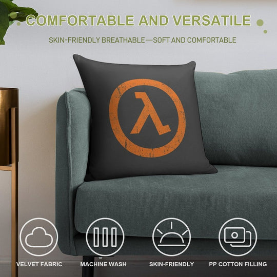 Half Life Lambda Symbol Soft Warmth Comfort Throw Pillow