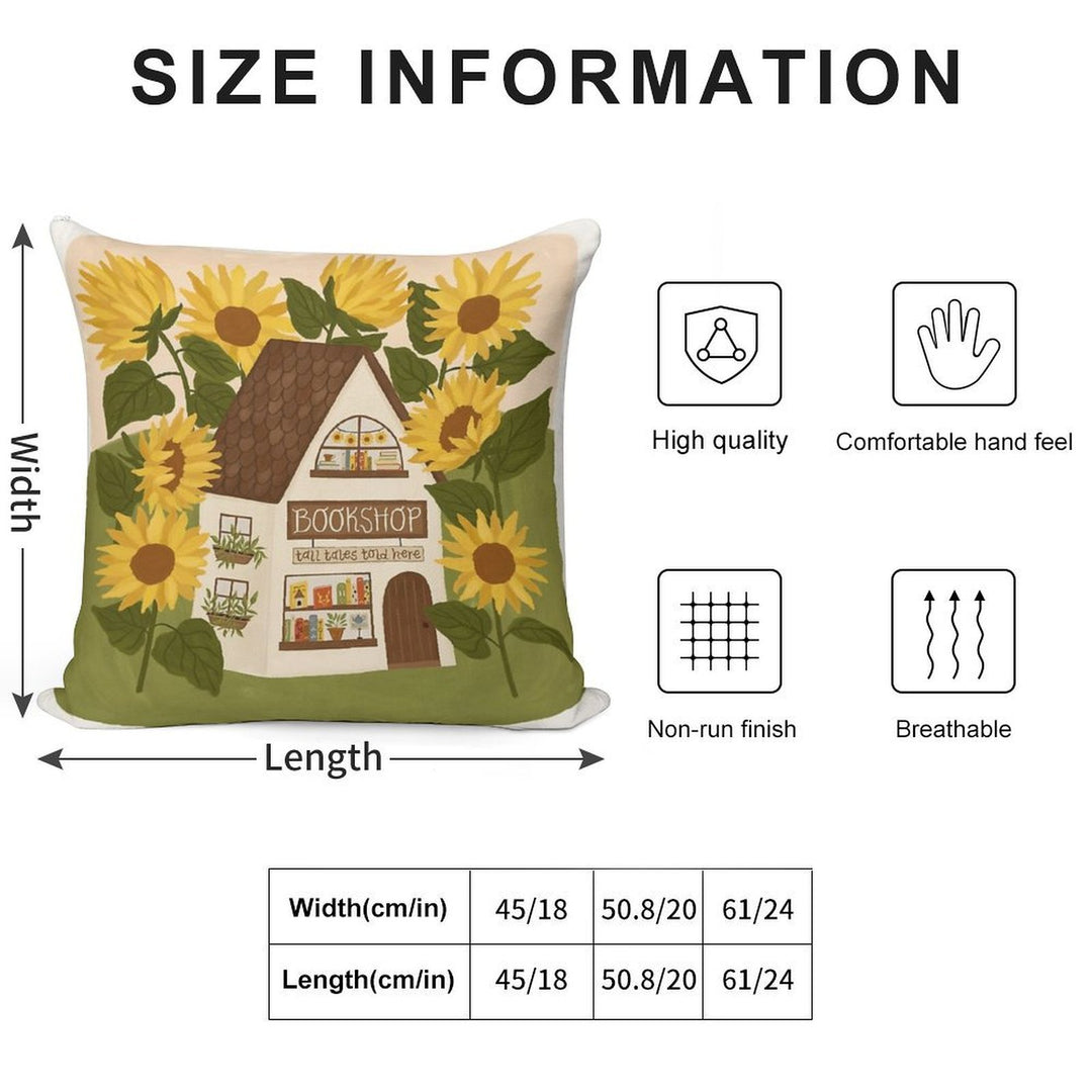 Sunflower Bookshop Soft Multiple Sizes Throw Pillow