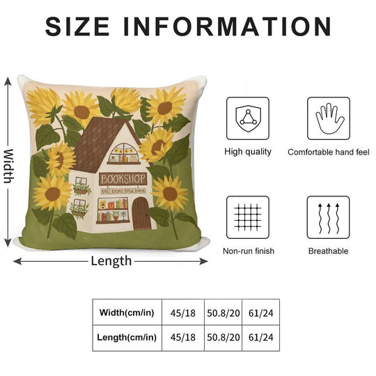 Sunflower Bookshop Soft Multiple Sizes Throw Pillow