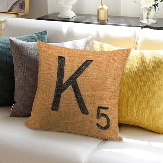 Letter Tile 'K' Soft High-Density Material Throw Pillow