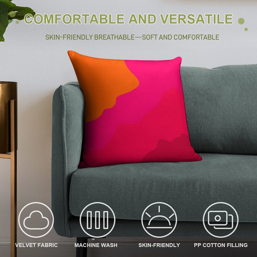 Hot Pink to Orange Soft Skin-Friendly Throw Pillow