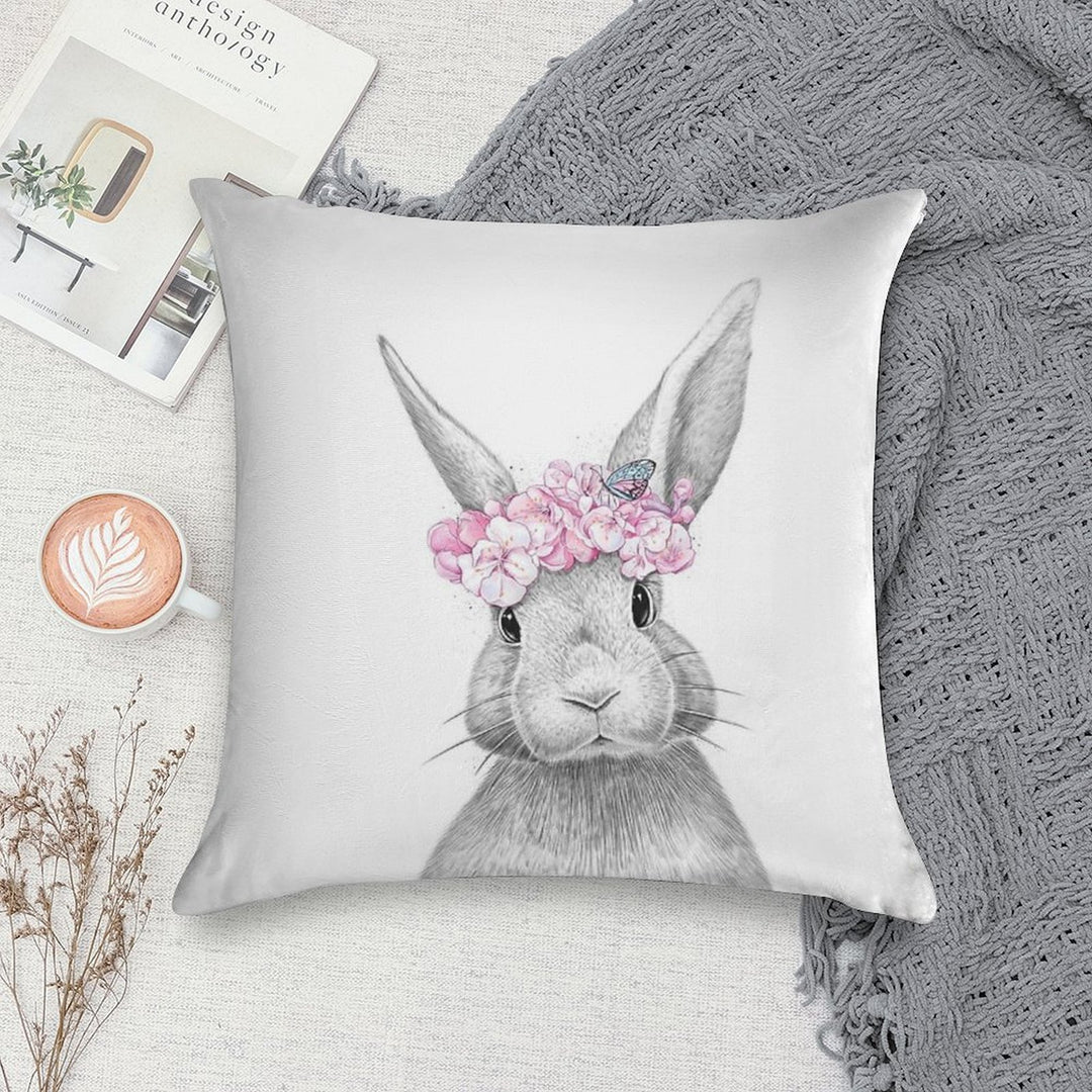 Spring Bunny Soft Decorative Cover Throw Pillow