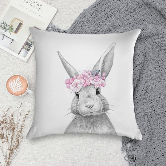 Spring Bunny Soft Decorative Cover Throw Pillow