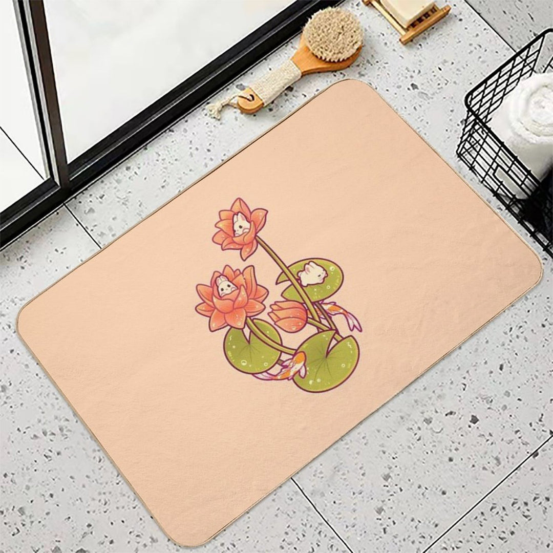 Lotus Bunnies  Slip-Resistant Bath Mat