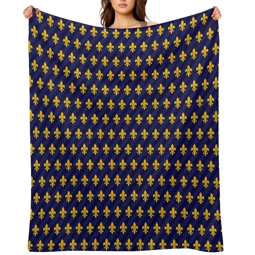 Fleur De Lys Gold Blue Larger Versatility Throw Blanket