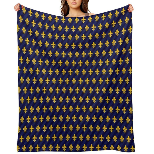 Fleur De Lys Gold Blue Larger Versatility Throw Blanket