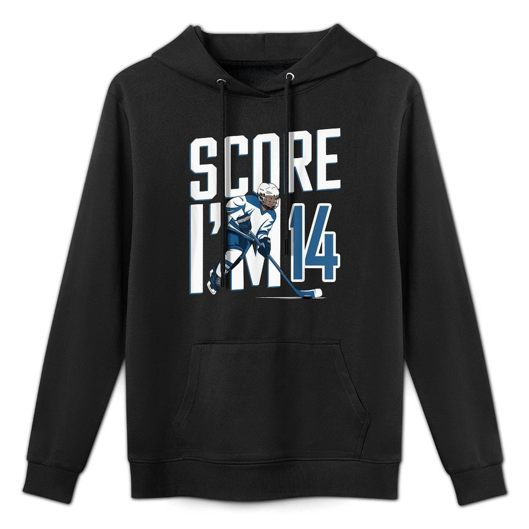 Fourteen 14 Years Old Ice Hockey for 14th Birthday Durable Construction Hoodie