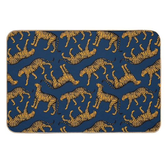 Tigers (Navy Blue And Marigold)  Pet-Safe Bath Mat