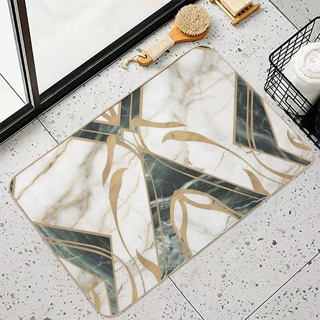 Olive Deco Marble  Slip-Resistant Bath Mat