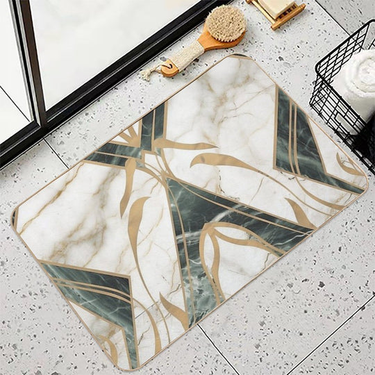 Olive Deco Marble  Slip-Resistant Bath Mat