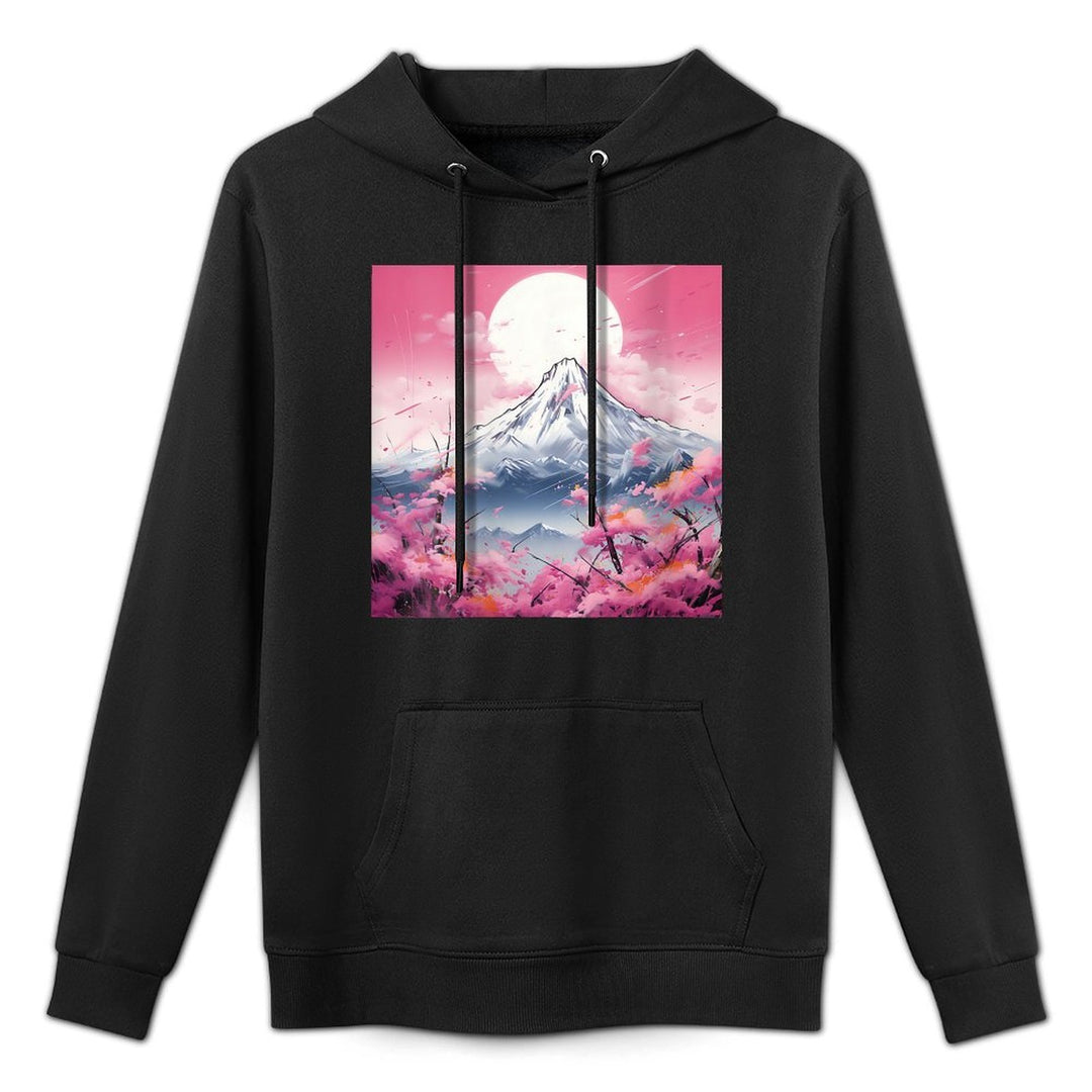 Sakura Reverie Japanese Petals Unfold in Twilight Peaks Adjustable Hood Hoodie