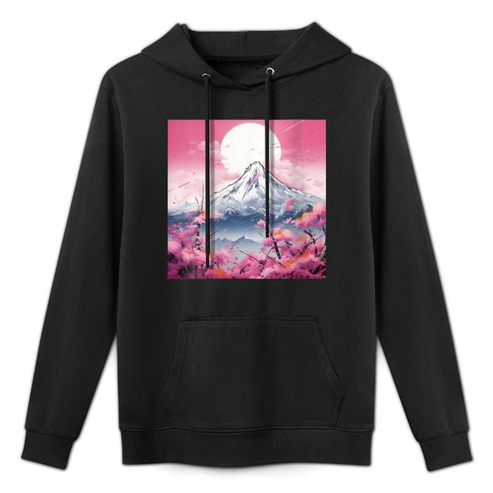 Sakura Reverie Japanese Petals Unfold in Twilight Peaks Adjustable Hood Hoodie