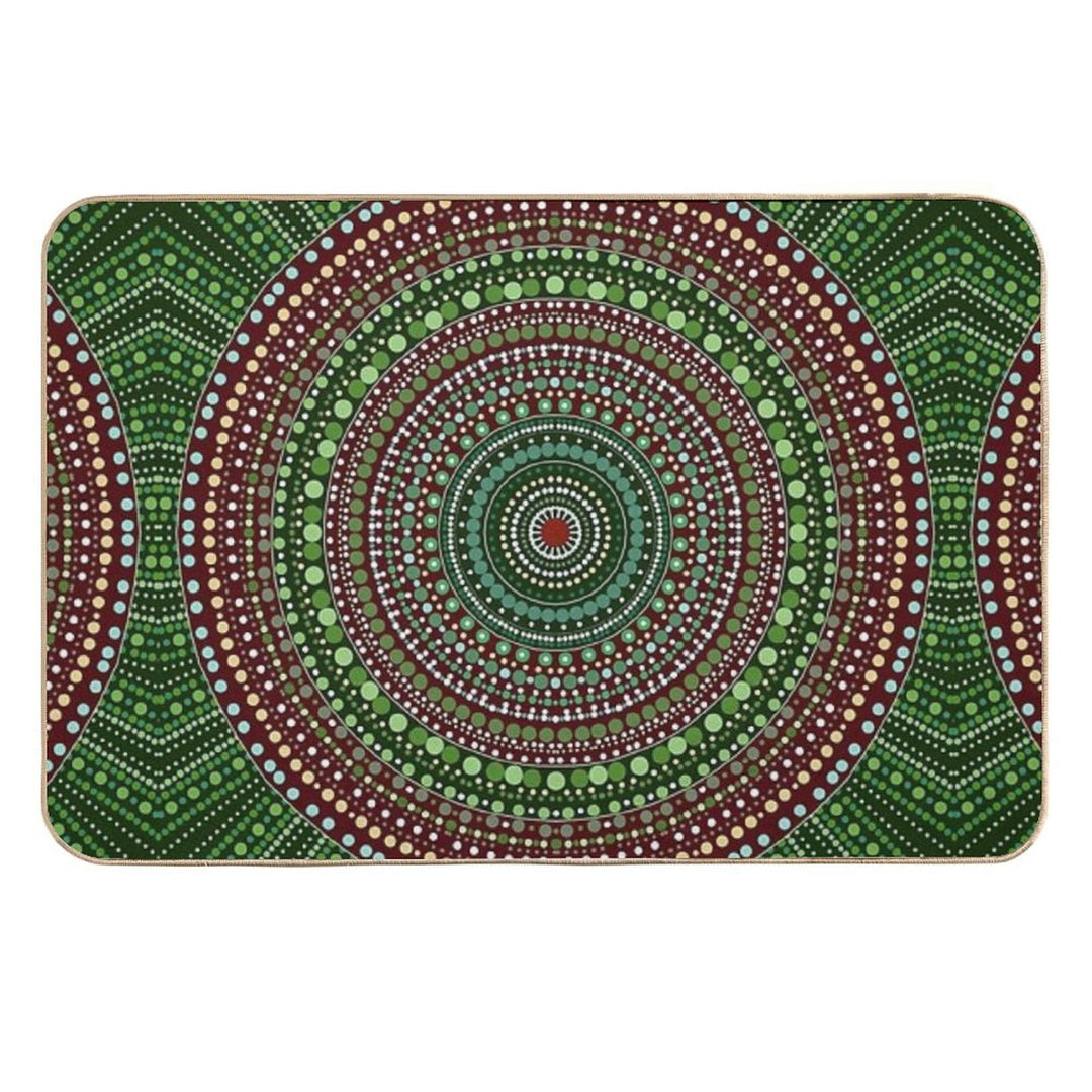 First Nations Green Aboriginal Australian Indigenous Native Folklore Art  Anti-Trip Bath Mat
