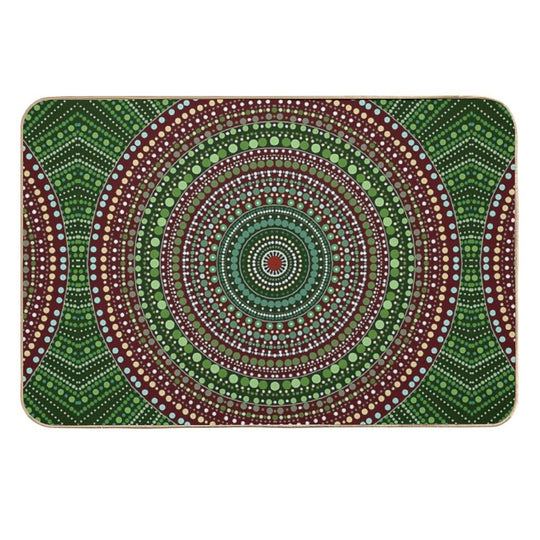 First Nations Green Aboriginal Australian Indigenous Native Folklore Art  Anti-Trip Bath Mat