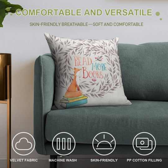 Read More Books - Fox Soft Ultra-Soft Texture Throw Pillow