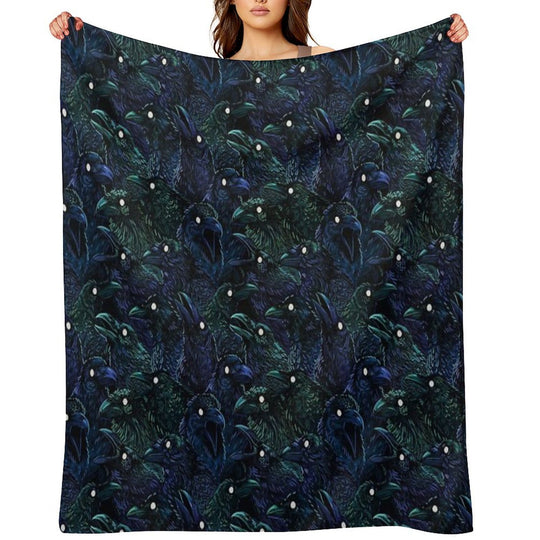 Raven Pattern Multi-functional Throw Blanket