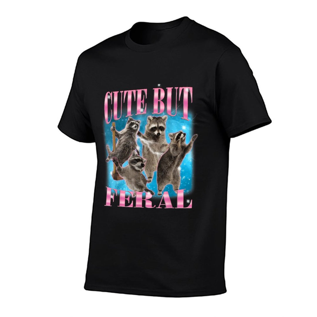 Cute But Feral Girl Summer Trash Panda Funny Raccoon Meme  Relaxed-fit T-Shirt