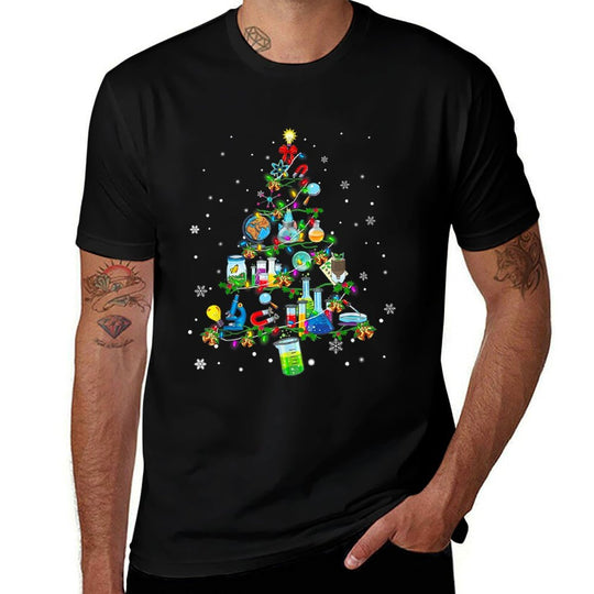 Science Christmas Lights Tree Decoration Science Xmas Snow  High-quality Stitching T-Shirt