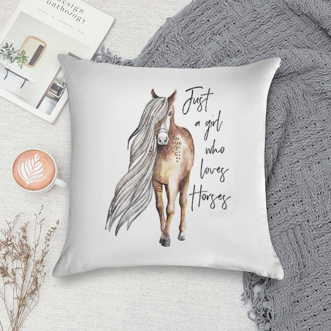 Just A Girl Who Loves Horses - Horse Lover Design Soft Warmth Comfort Throw Pillow
