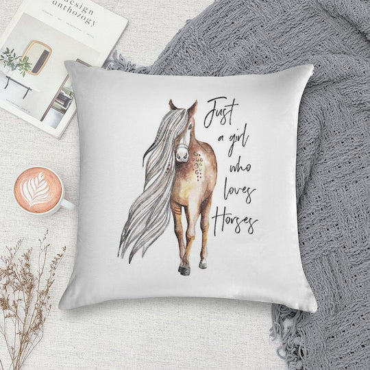 Just A Girl Who Loves Horses - Horse Lover Design Soft Warmth Comfort Throw Pillow