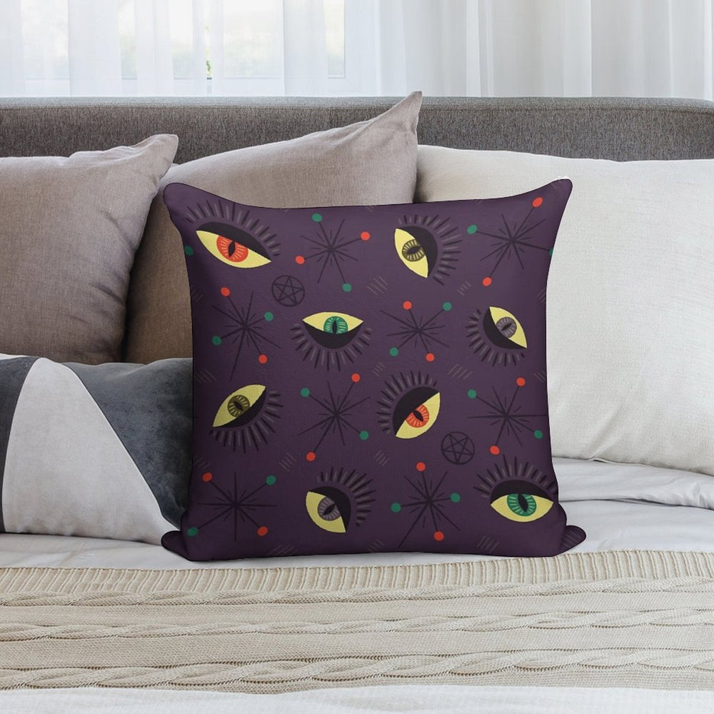 Reptile Witch Ghost Eyes Retro Pattern Soft Durable Construction Throw Pillow