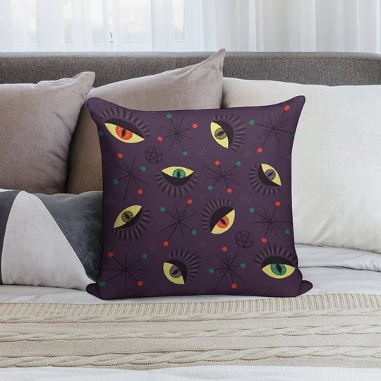 Reptile Witch Ghost Eyes Retro Pattern Soft Durable Construction Throw Pillow