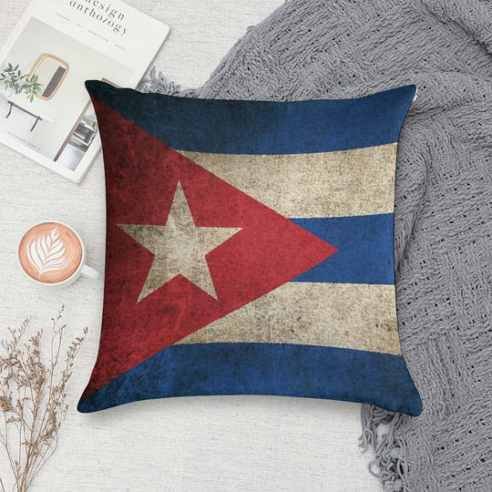 Old And Worn Distressed Vintage Flag of Cuba Soft Ultra-Soft Texture Throw Pillow