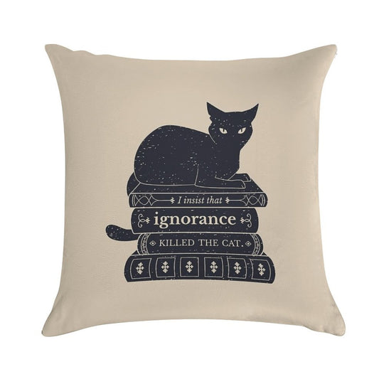 Dark Academia Ignorance Killed The Cat Soft Multiple Sizes Throw Pillow
