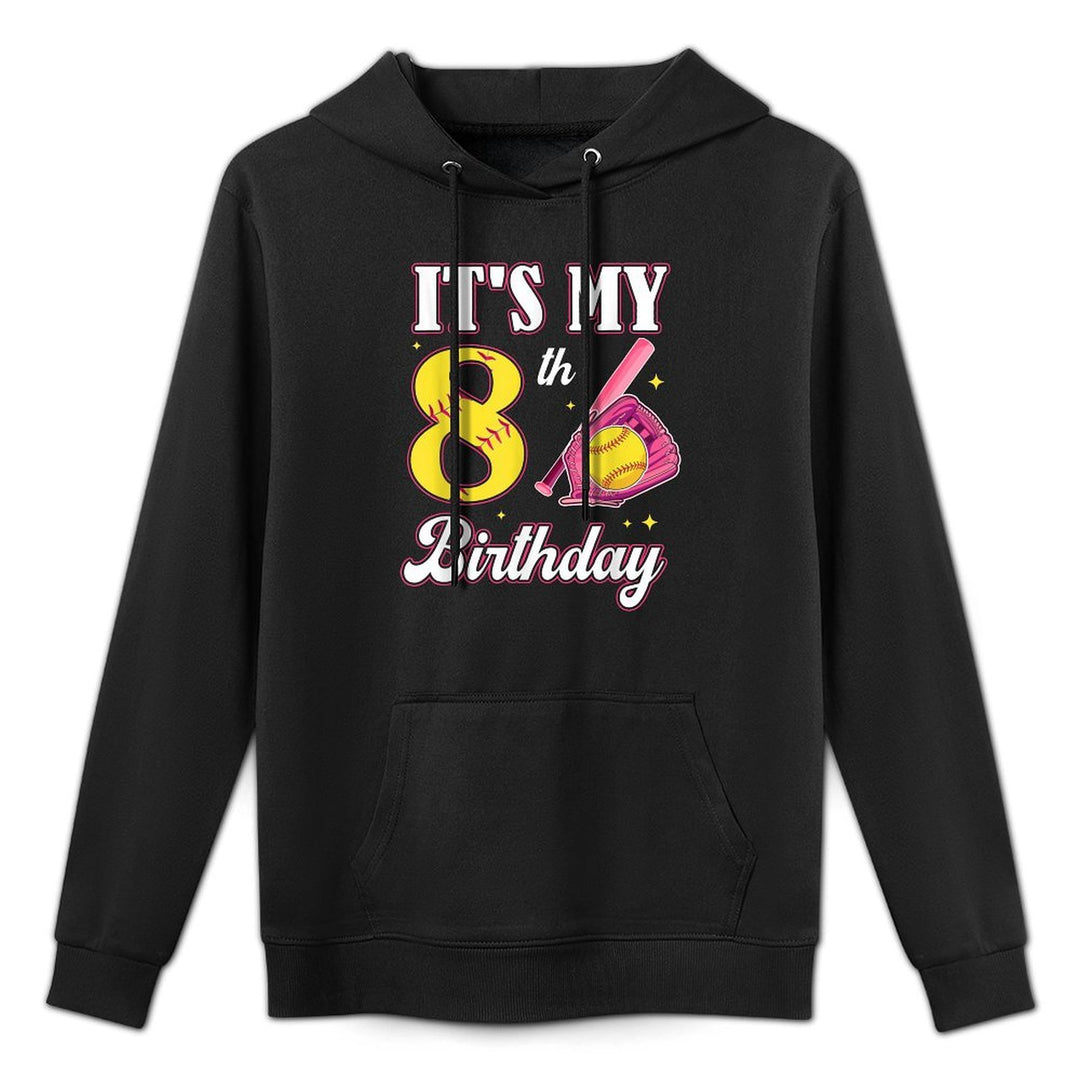 Its My 8th Birthday Softball Girl 8 Year Old Party Layering Staple Hoodie