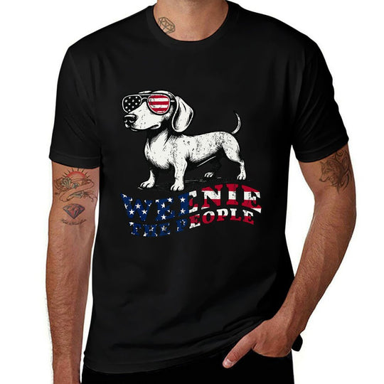 Weenie The People Dachshund 4th of July Patriotic Funny Premium  Vintage-inspired T-Shirt