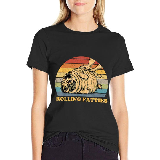 Rolling Fatties Dog Funny Pug Meme For Womes Men Pun  Durable T-Shirt