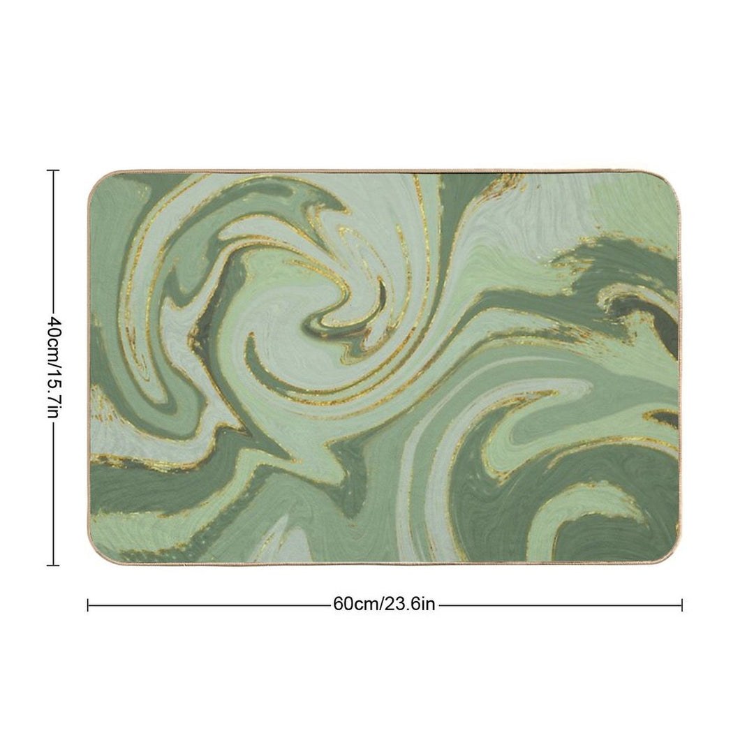 Green Marble Swirl Pattern Design Modern Waves  Rapid-Drying Bath Mat
