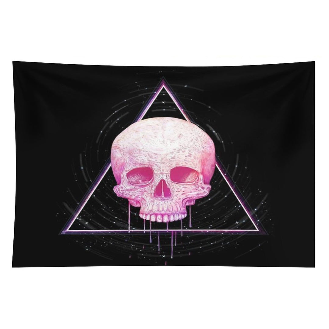 Skull in Triangle on Black Tapestry
