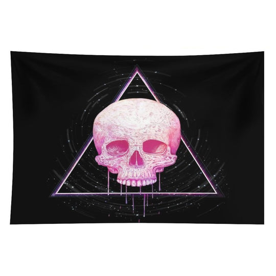 Skull in Triangle on Black Tapestry